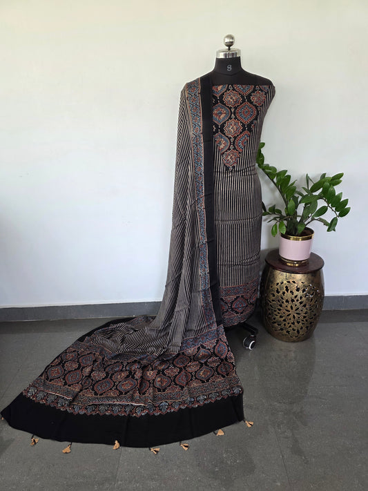 Handcrafted ajrakh modal silk set - HZ62