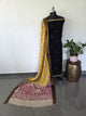 Fusion Narayanapet with handcrafted chennuri silk kalamkari duppatta(Black)  - NA512