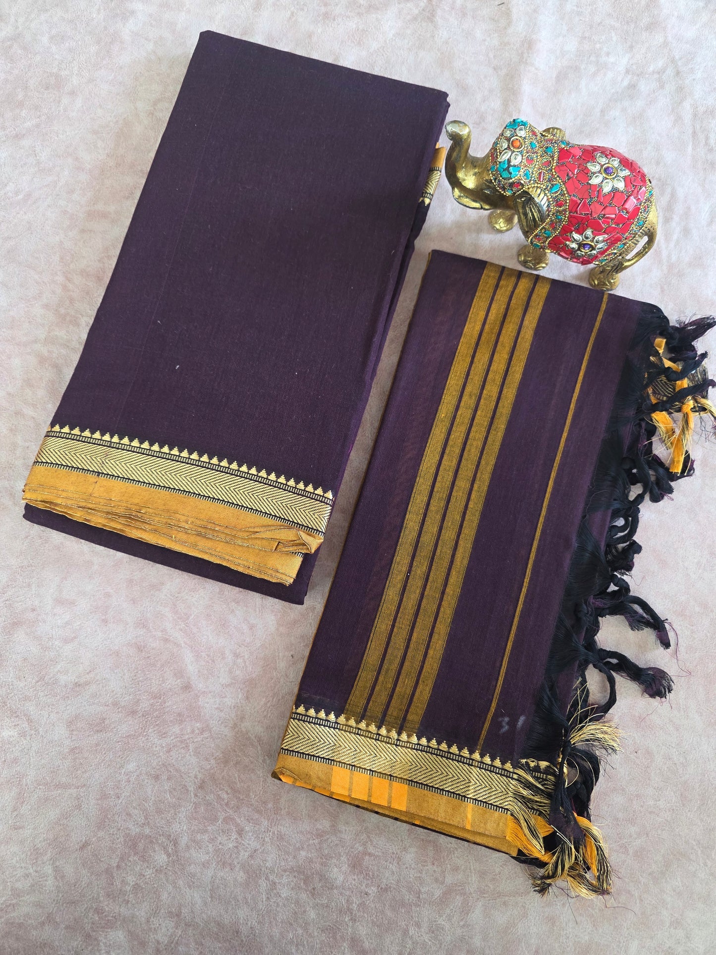 Mercerised narayanapet salwar set (brown) (4.5 meters) - NA570