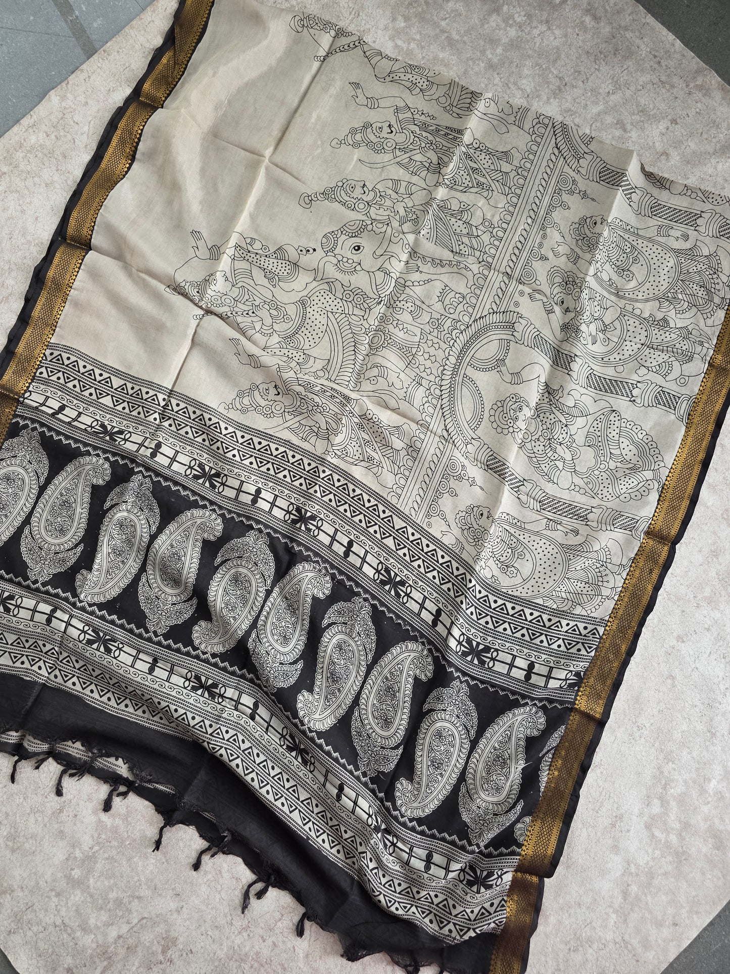 Pure chennuri kalamkari silk duppatta - 16