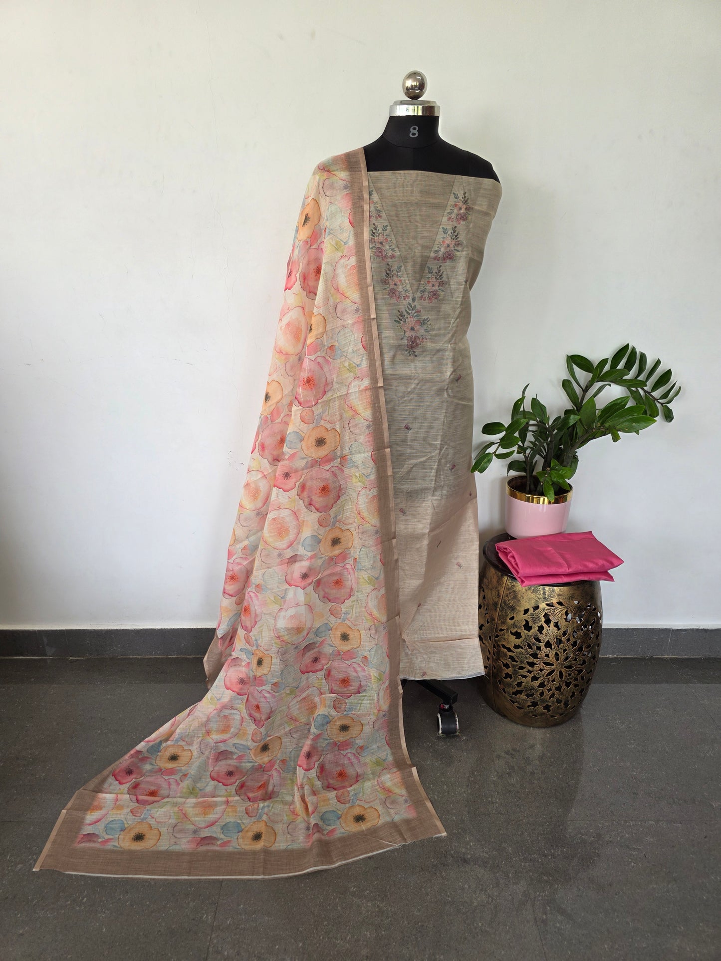 Fancy tussar silk set - CLA394
