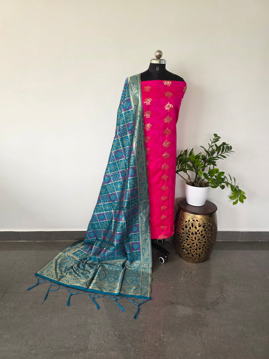Mix and match Banarasi silk set - pink 1
