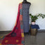 Handcrafted ajrakh cotton top with applique cotton shawl - BAA30
