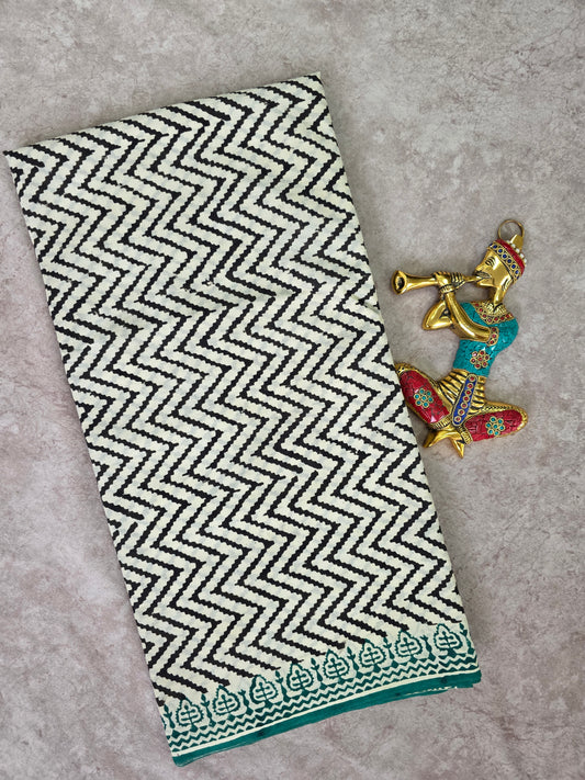 Handblock Jaipuri pure cotton saree - JA545