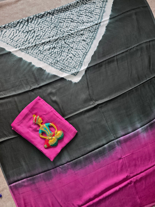 Handcrafted shibori Modal satin silk set - SM21