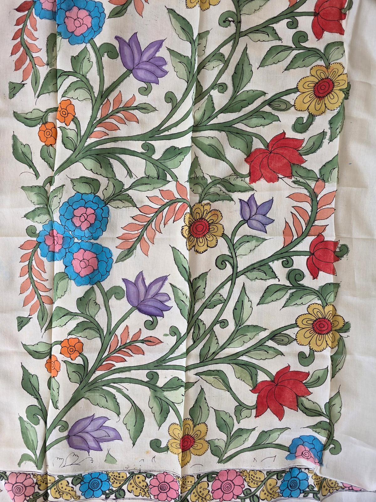 Handcrafted Penkalamkari bangalore silk set -KH240