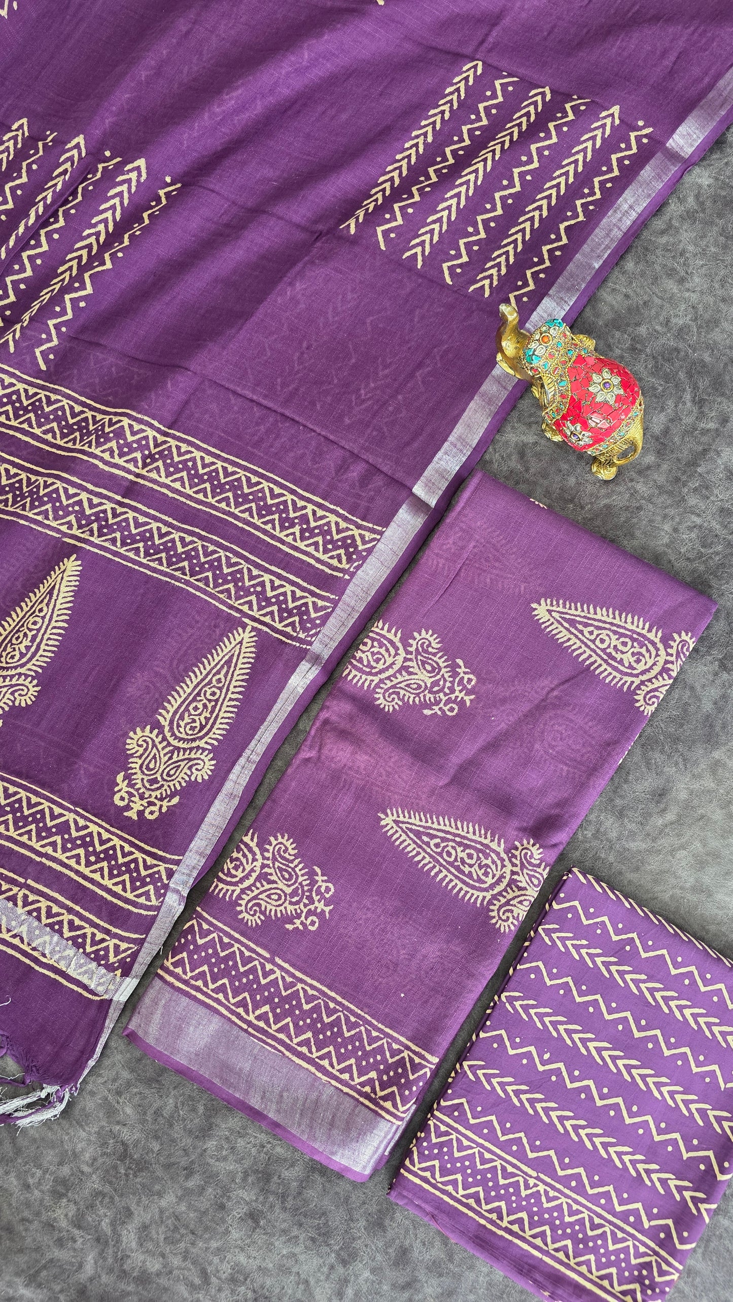 Handblock jaipuri linen cotton set -JA907