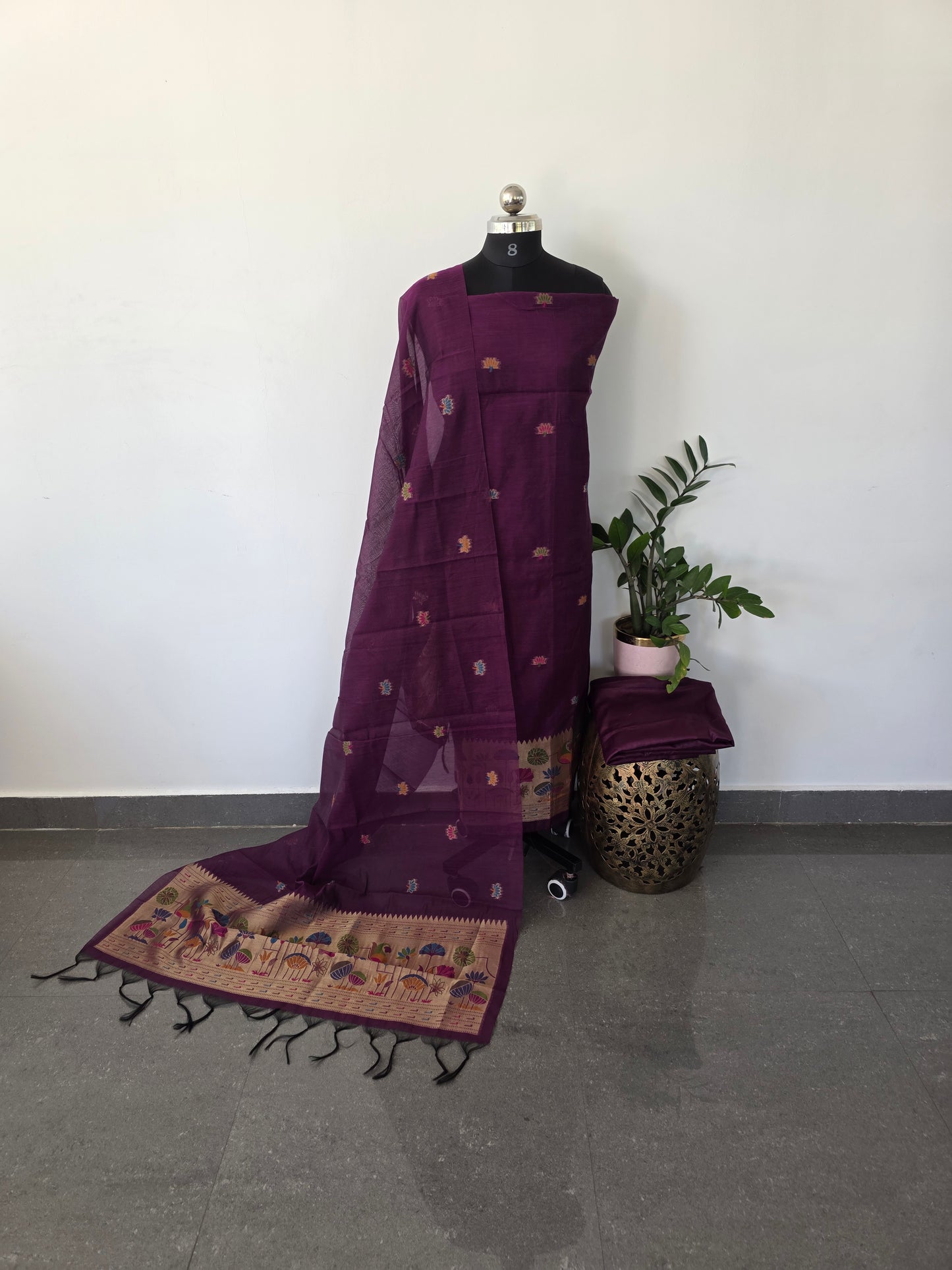 Premium jamdhani paithani silk cotton set - X8