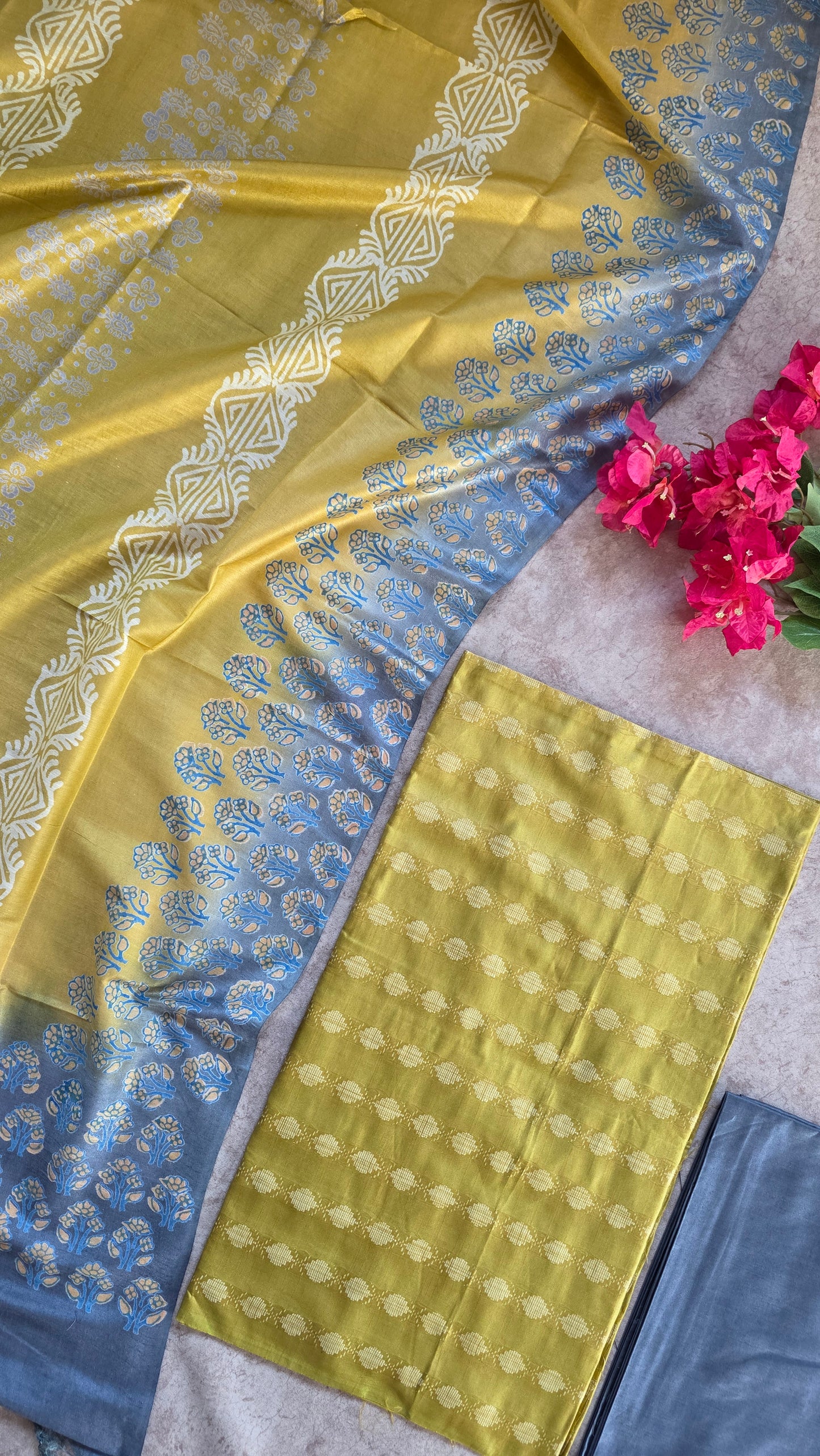 Bhagalpuri katan silk discharge print salwar set - BA18
