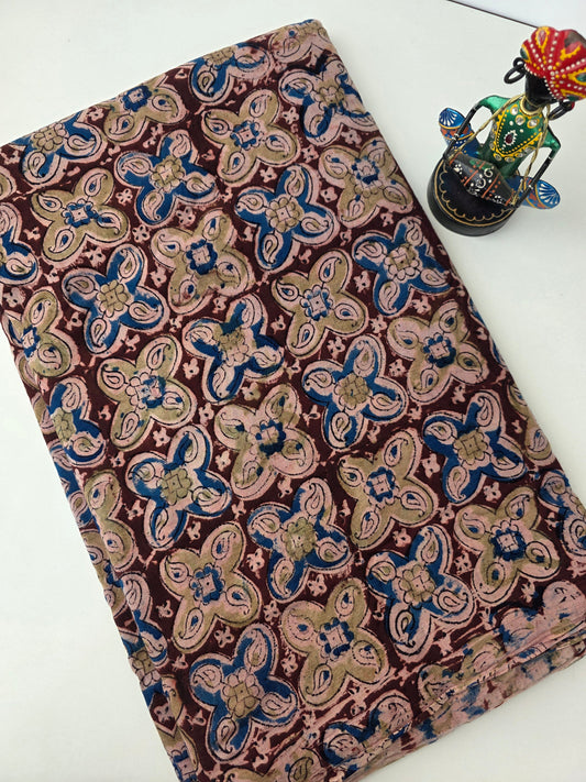 handblock pure kalamkari cotton running material (0.5 meter)- KM28