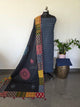 Handcrafted ajrakh cotton top with applique cotton shawl - BAA43