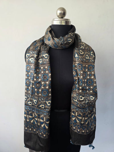 Ajrakh Handblock natural dyed mashru silk stole- MV102