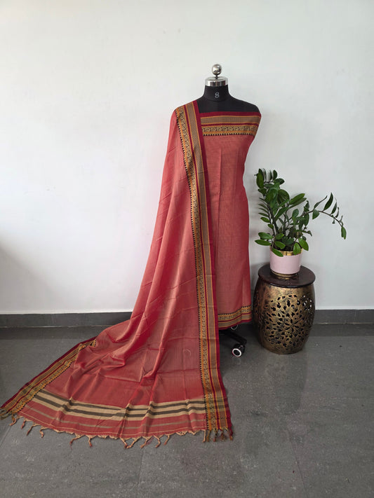 Mercerised narayanapet salwar set with annam border (4.5 meters)- NA406