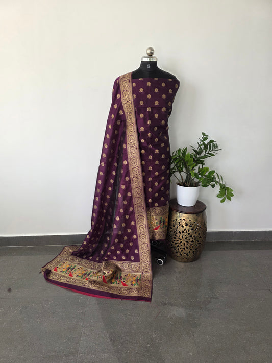 Banarasi silk set with paithani border - XA3
