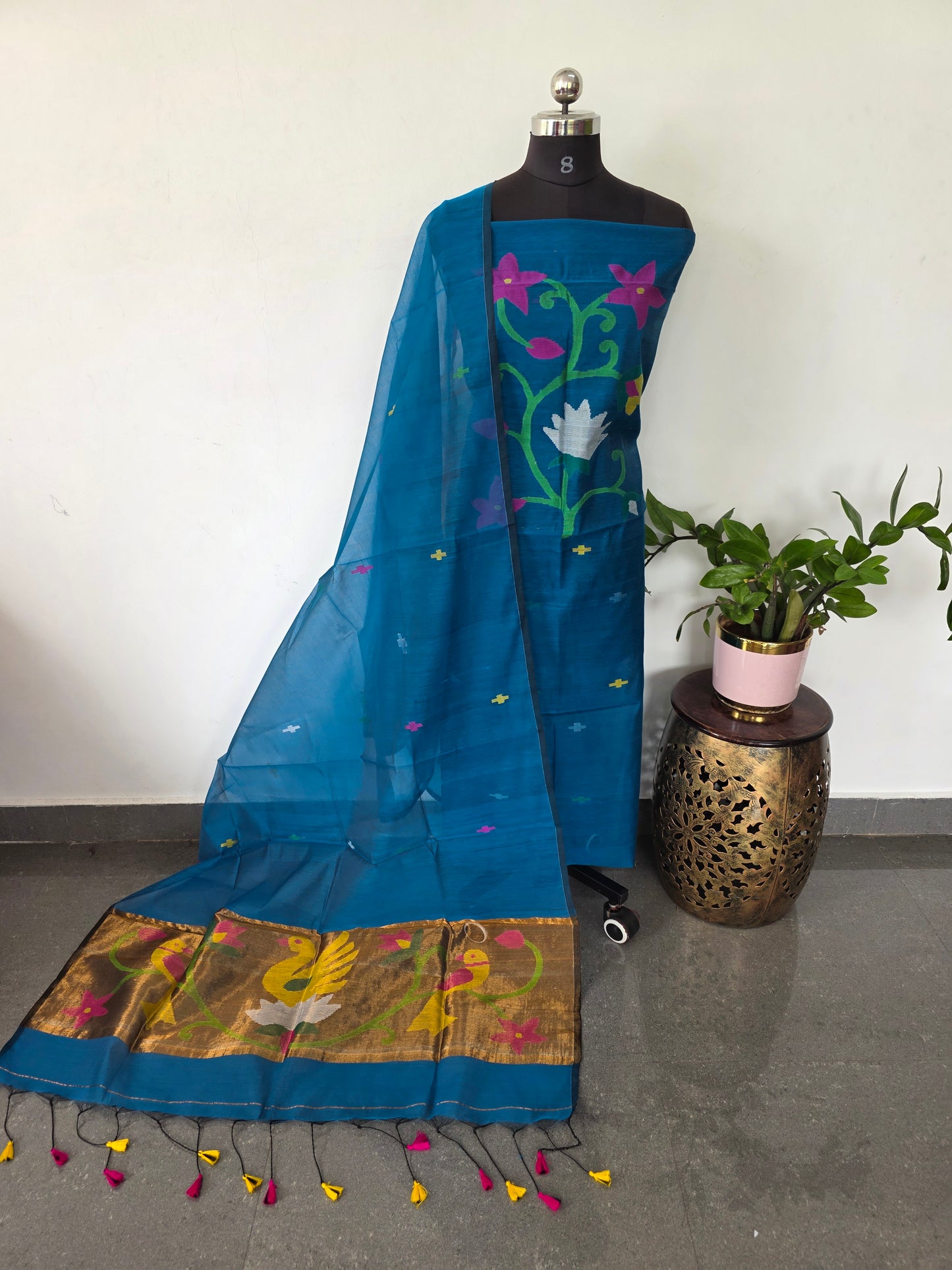 Handloom muslin paithani jamdhani set - JMM366