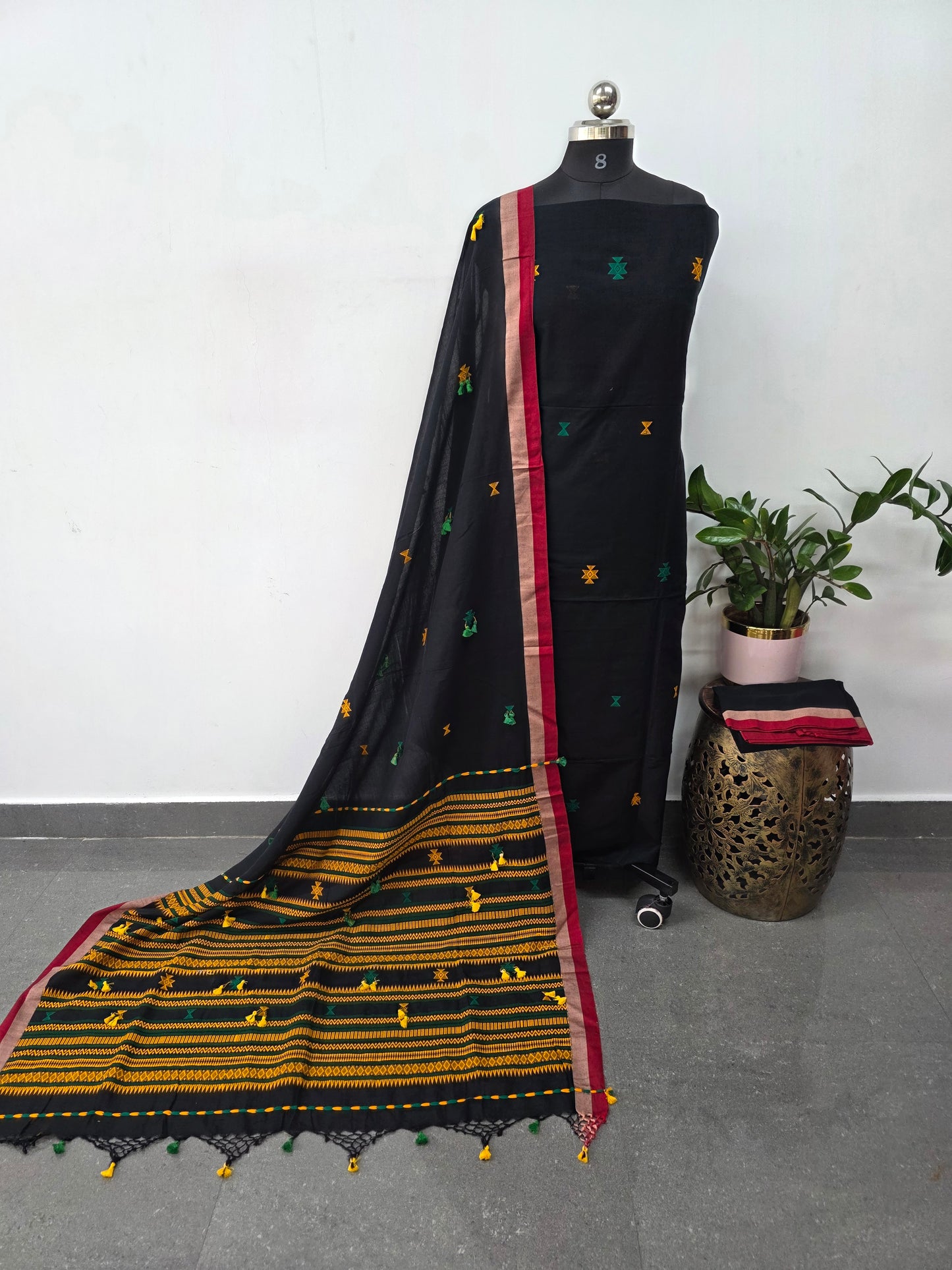Handcrafted embroidery work bhujodi cotton salwar set (3 pc set) - BB406