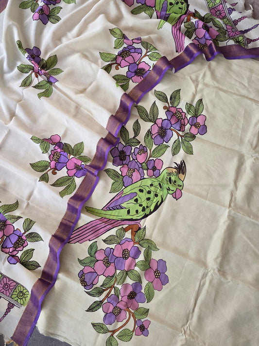 Handcrafted Kalahasthi Penkalamkari chennuri silk set- HP27