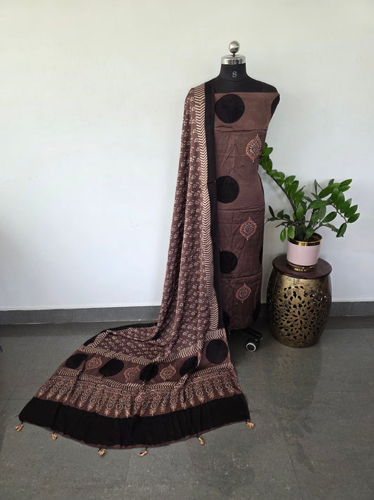 Handcrafted ajrakh modal silk set - HZ72
