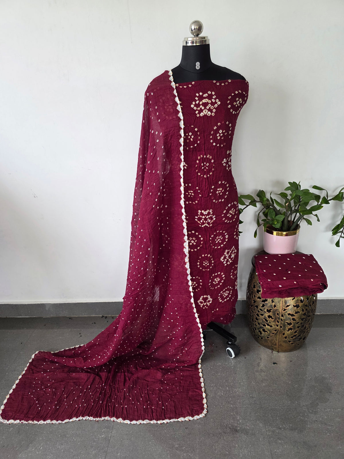 Handcrafted bandhani cotton set  -B147