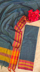 Mercerised checked narayanapet salwar set (peacock blue) (4.5 meters) - NA39