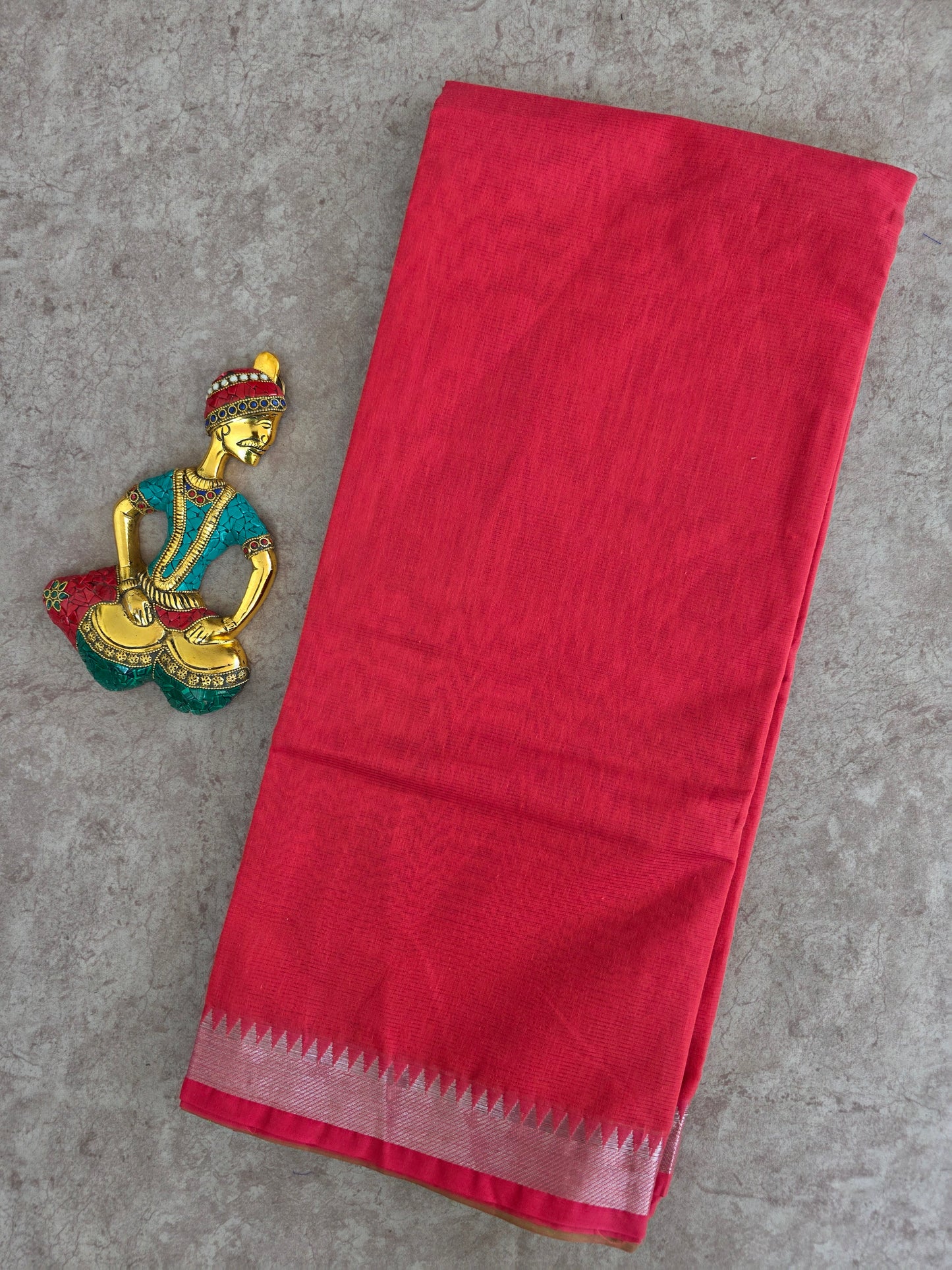 South cotton saree with metallic border - MAA180