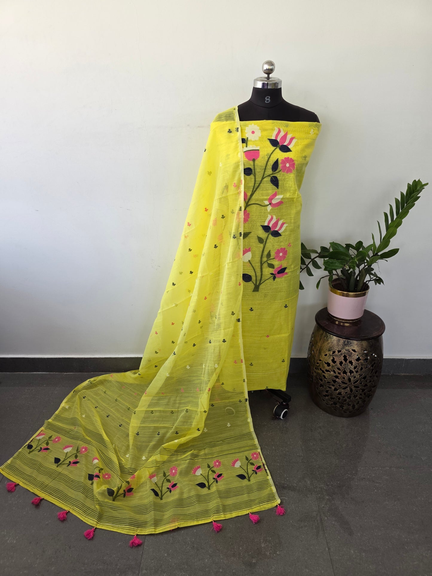 Premium Silk cotton jamdhani set  - AV270