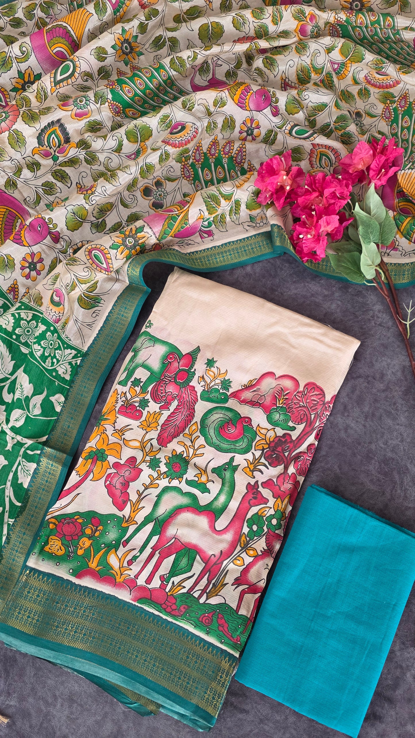 Fusion chennuri kalamkari silk with mangalagiri border salwar - FC23