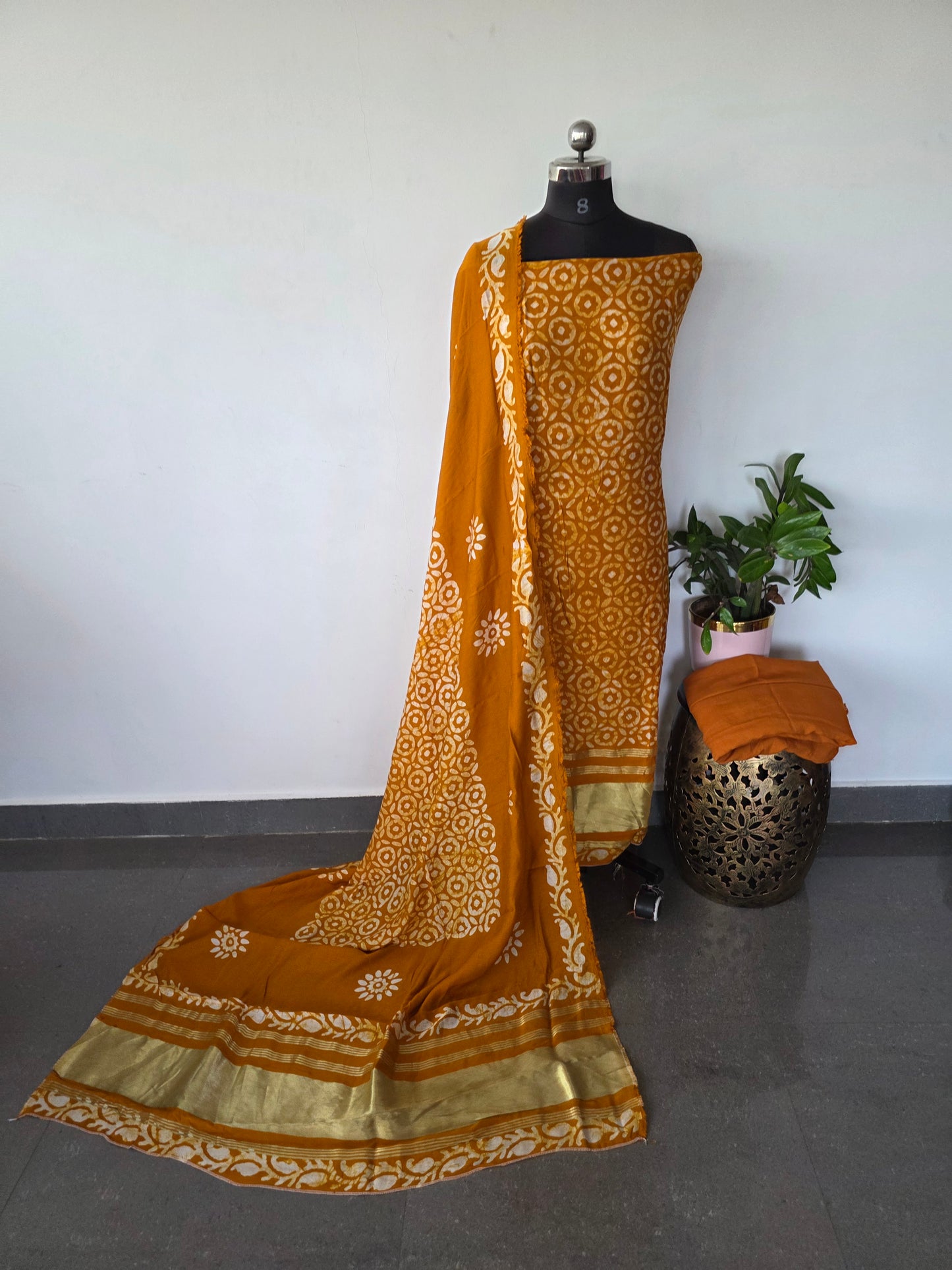 Premium batik silk set  with lagdi patta - BA258