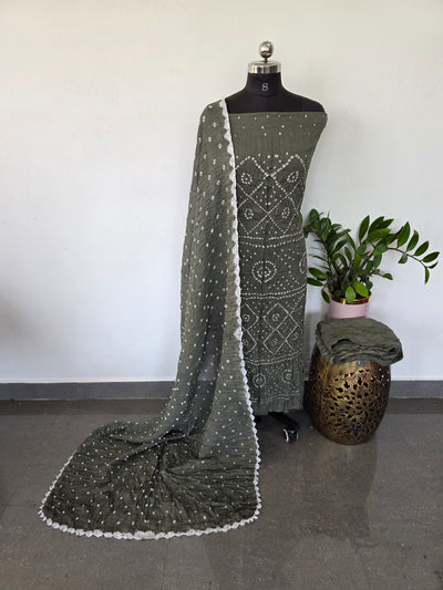 Handcrafted bandhani cotton set -B62