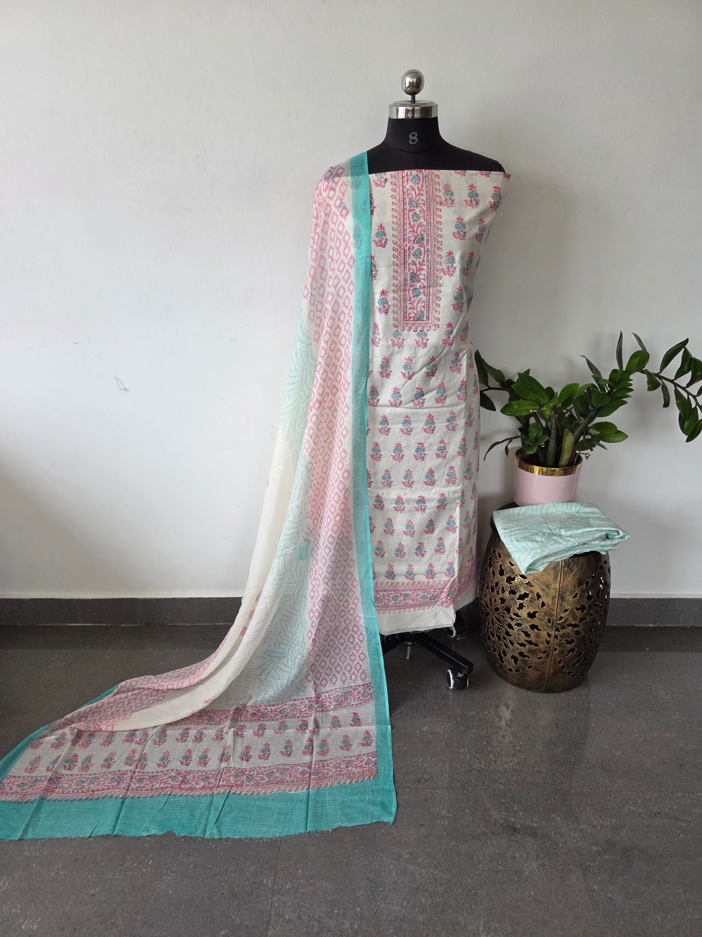 Block printed soft cotton japuri salwar set - AS100