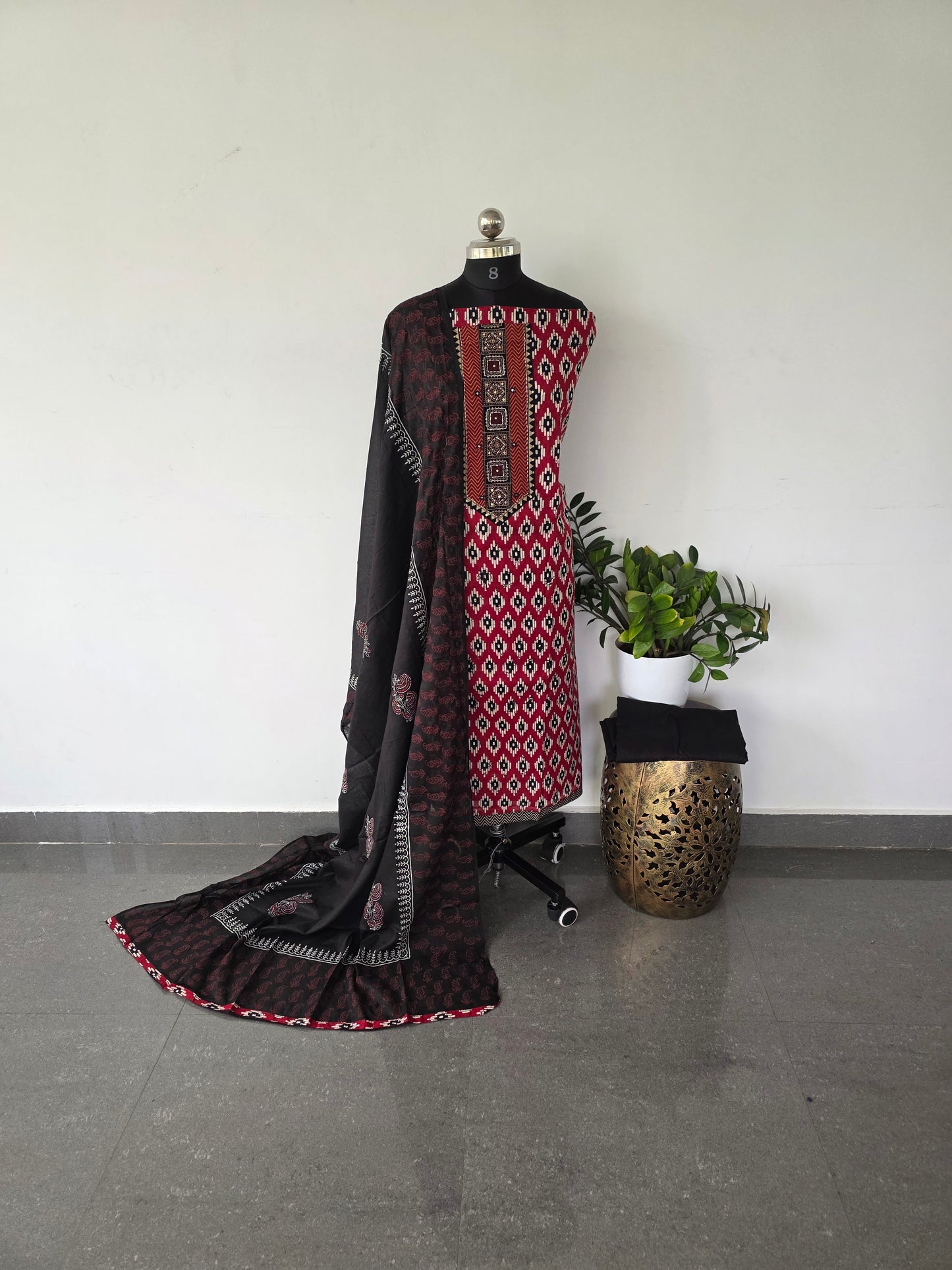 Pure cotton set with ajrakh print- 221