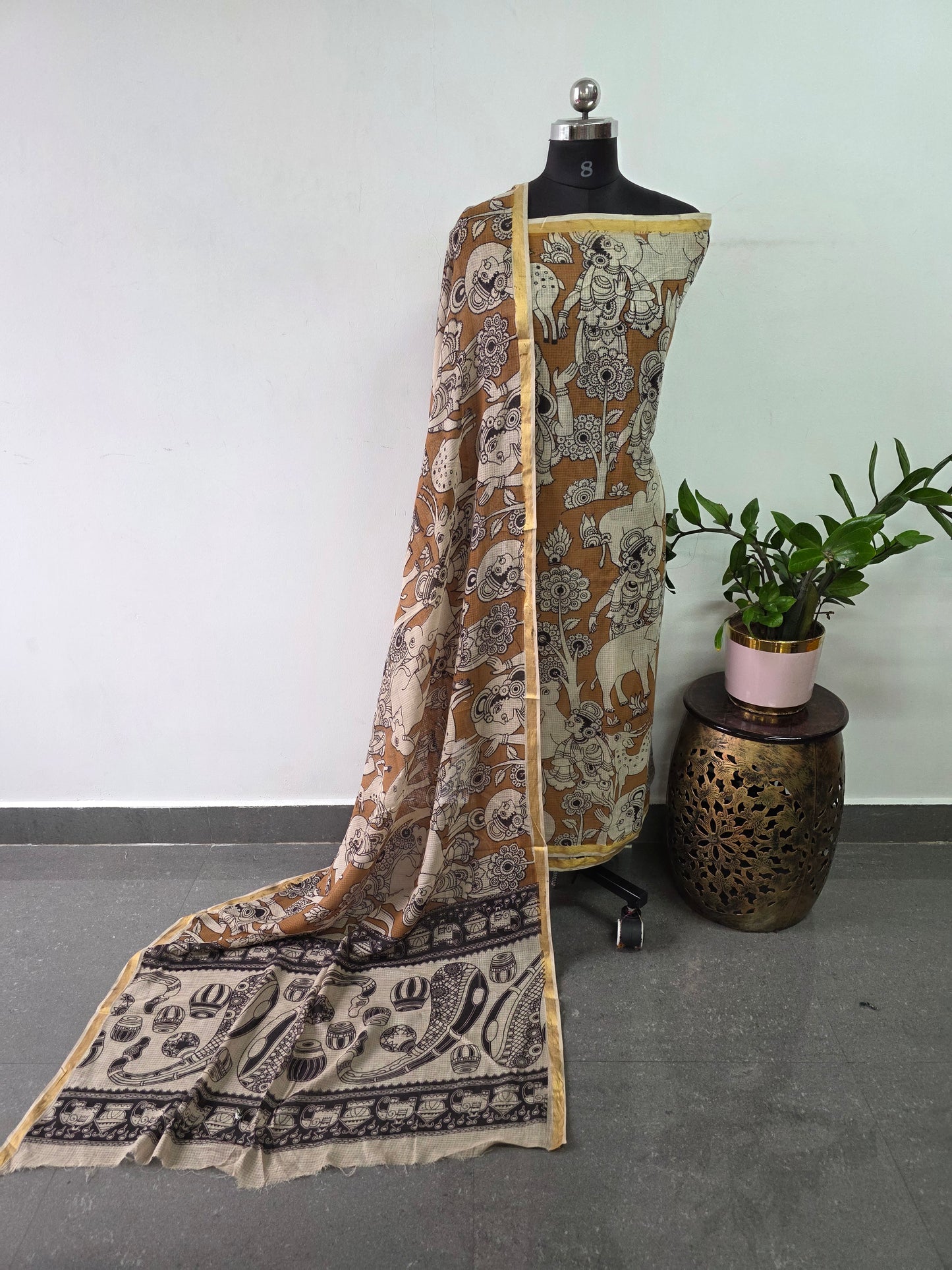 Handcrafted Kota kalamkari set (2 pc set )- AK306