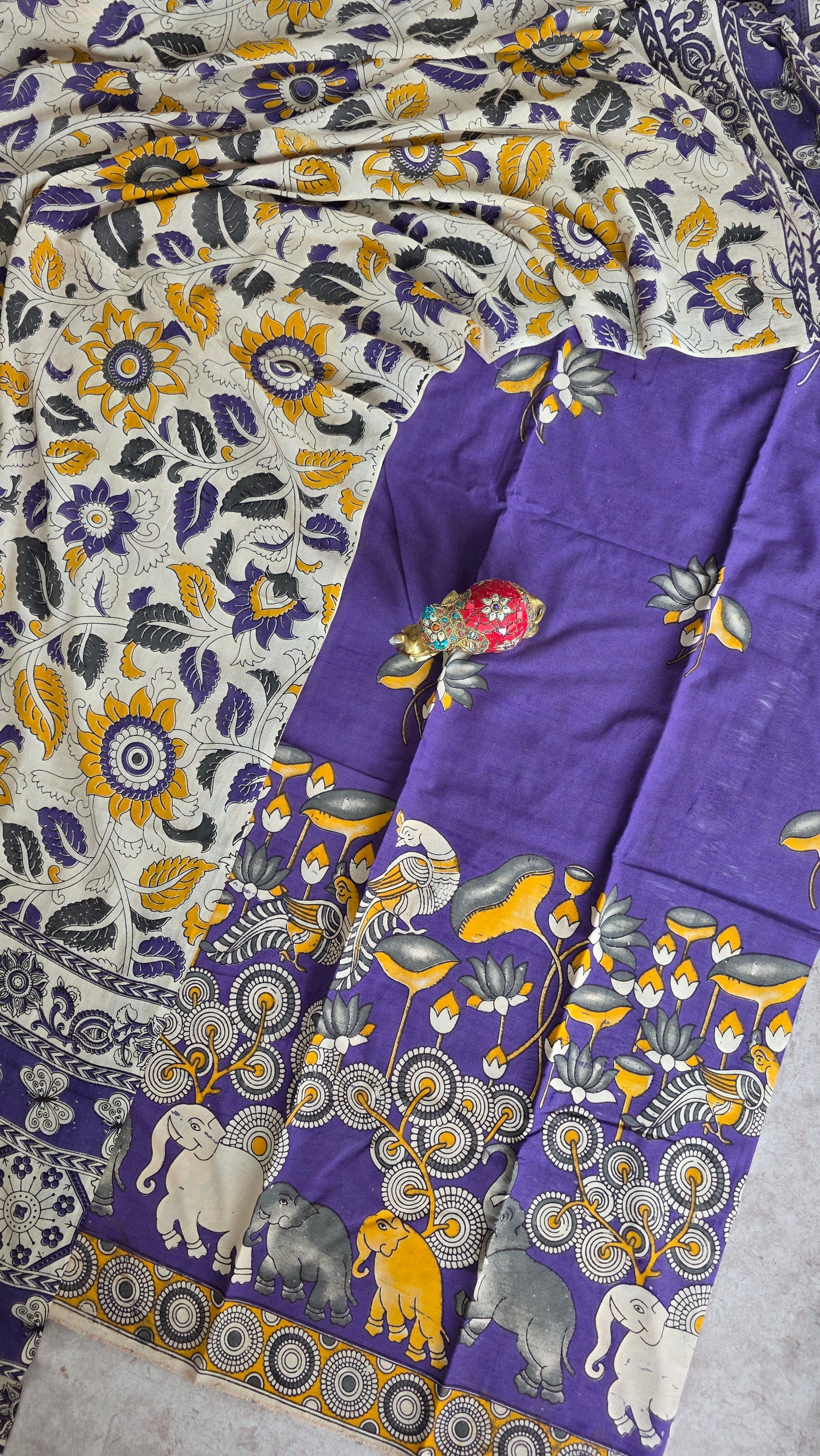 Penkalamkari - inspired kalamkari cotton set - AK240