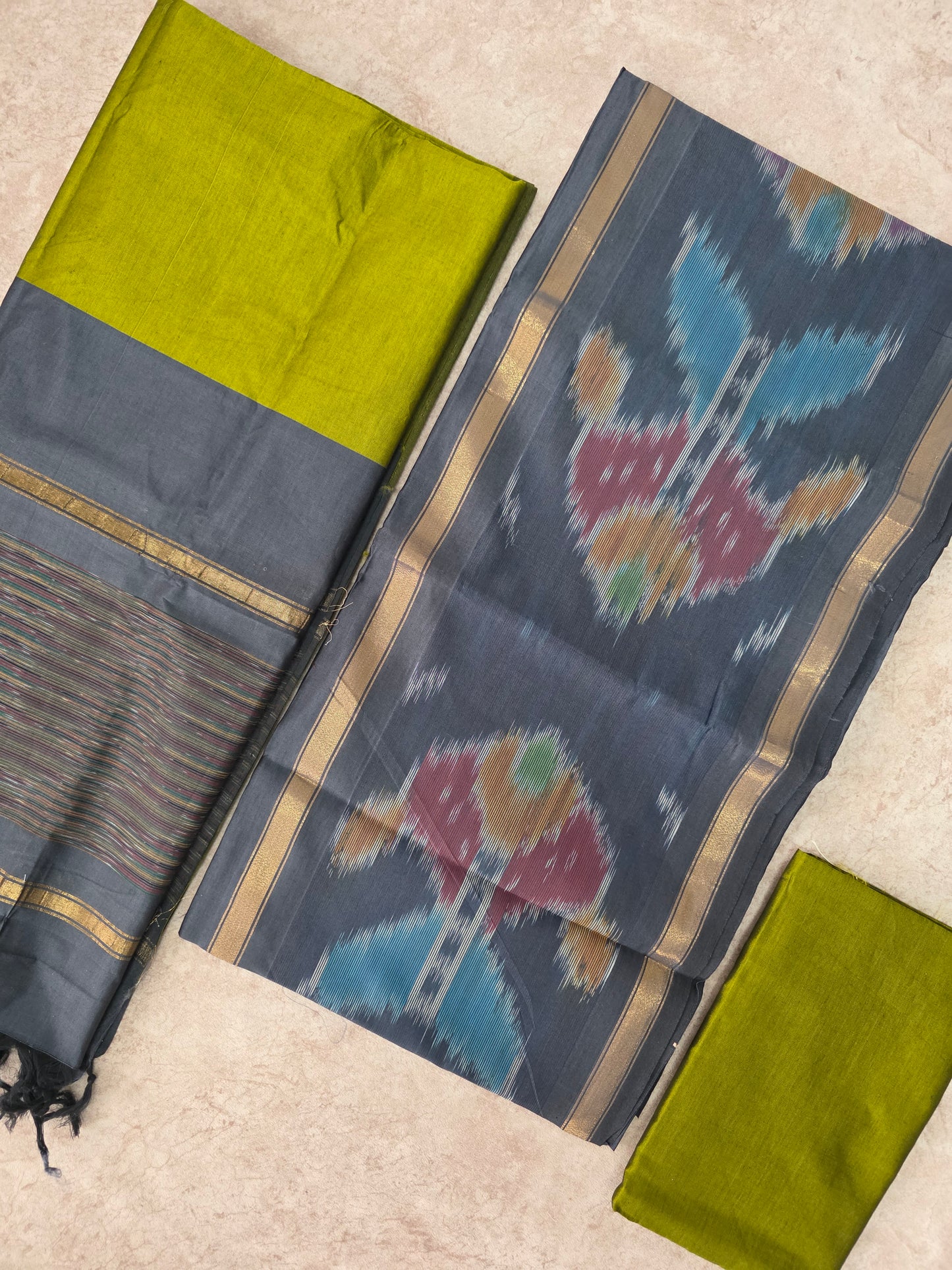 Pochampally sico set with ikkat damn -Sz306