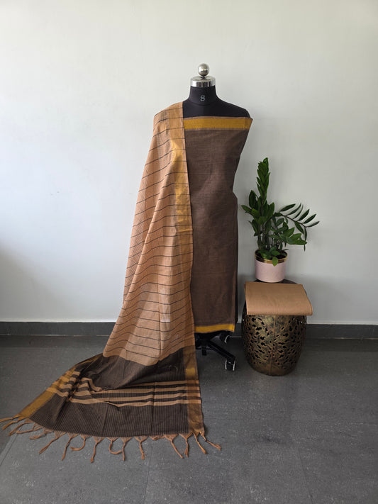 Handloom cotton with mangalagiri border salwar - MAA121