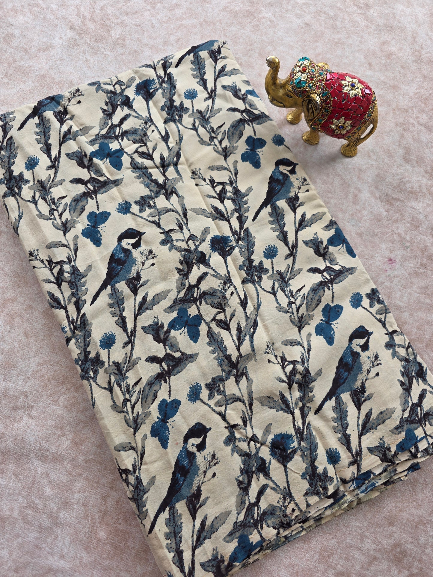 Pure silk kalamkari running material (1 meter)- KM76