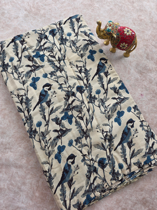 Pure silk kalamkari running material (1 meter)- KM76