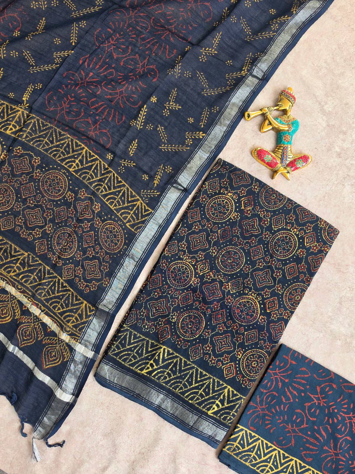 Handblock jaipuri linen cotton set -JA639