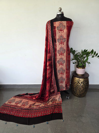 Handcrafted ajrakh modal silk set - HZ190