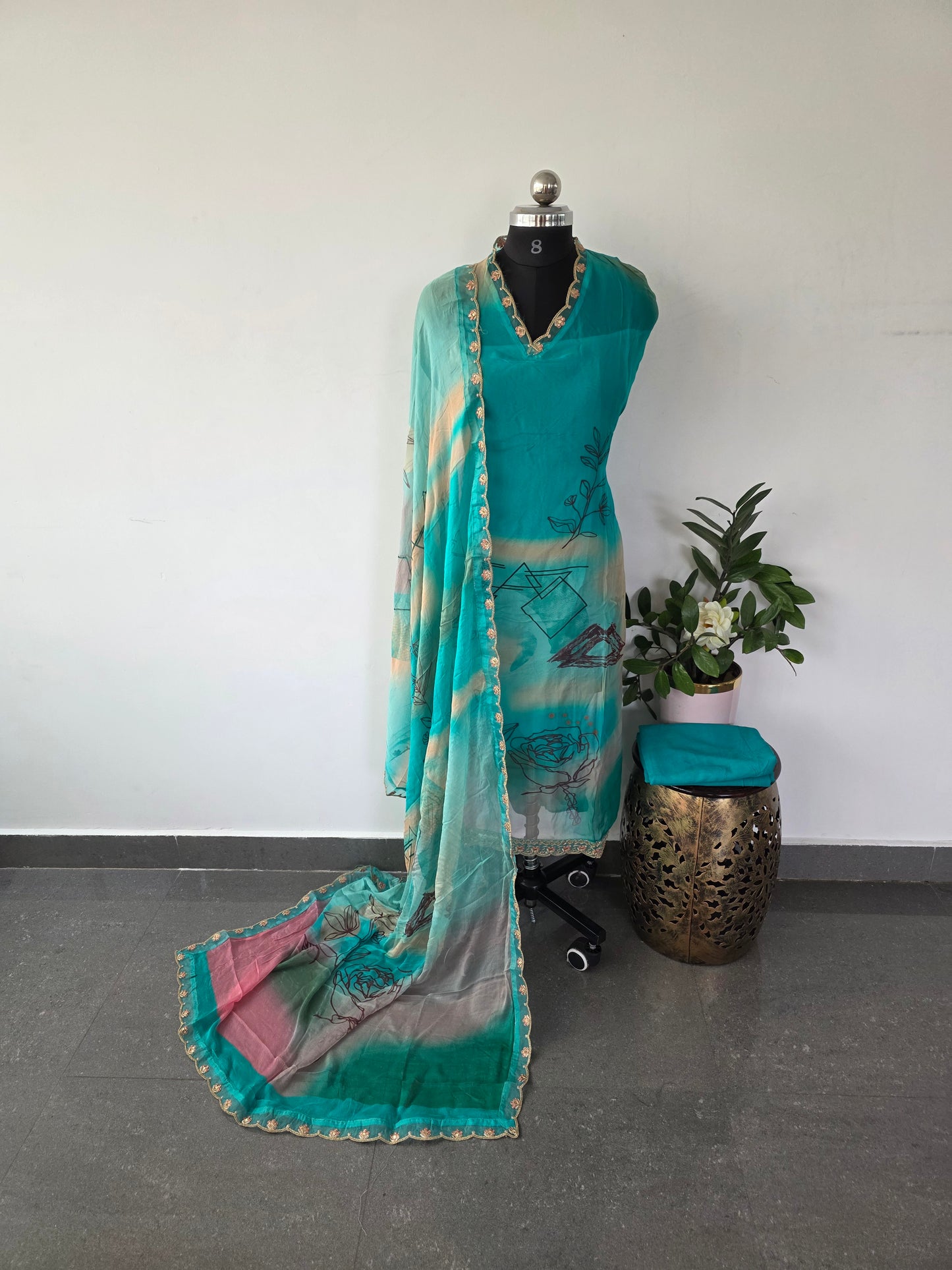 Premium viscose organza silk set - VM33