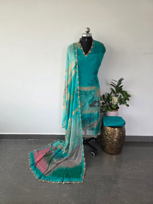 Premium viscose organza silk set - VM33