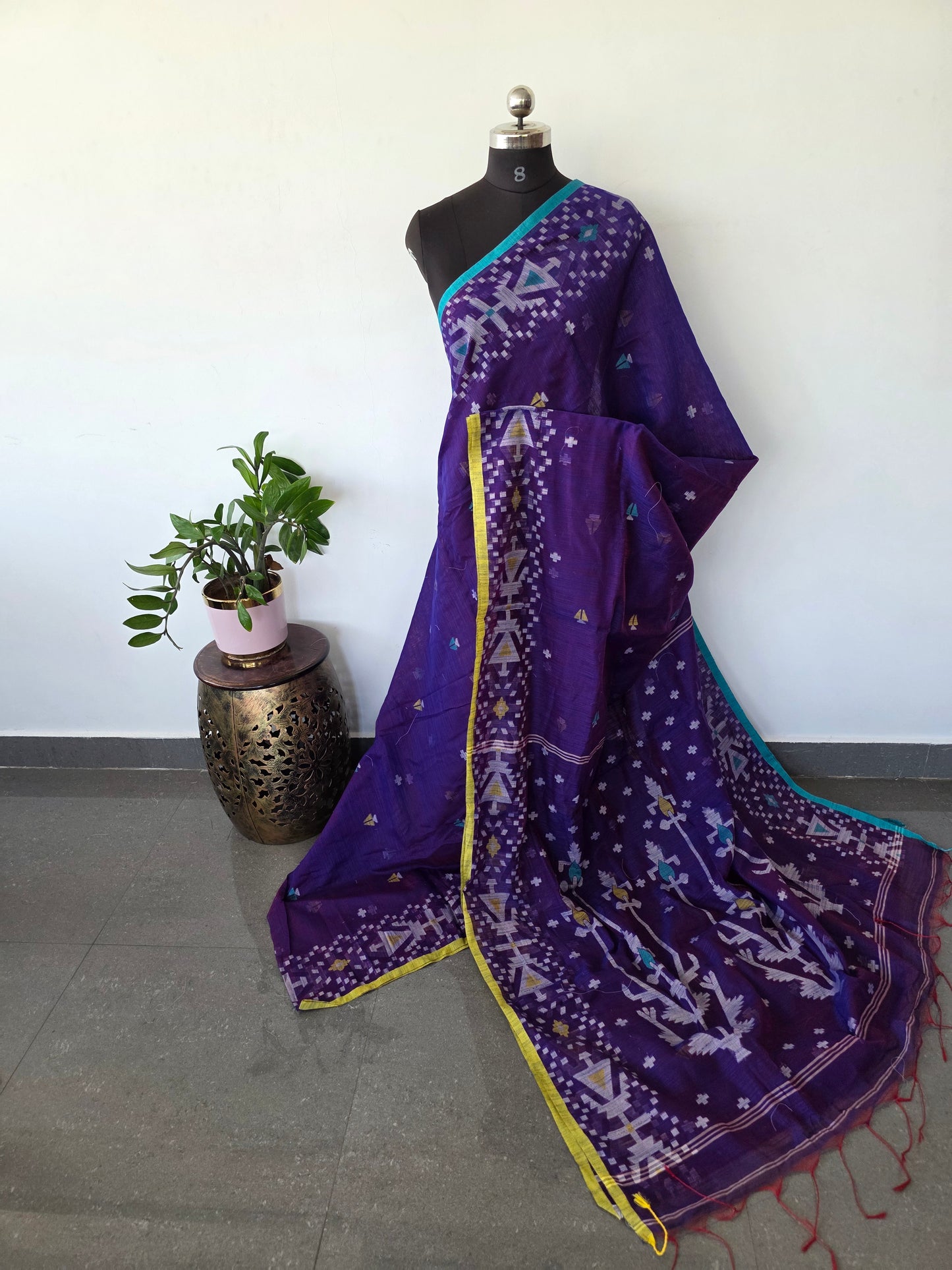 Silk cotton jamdhani saree  - BB463