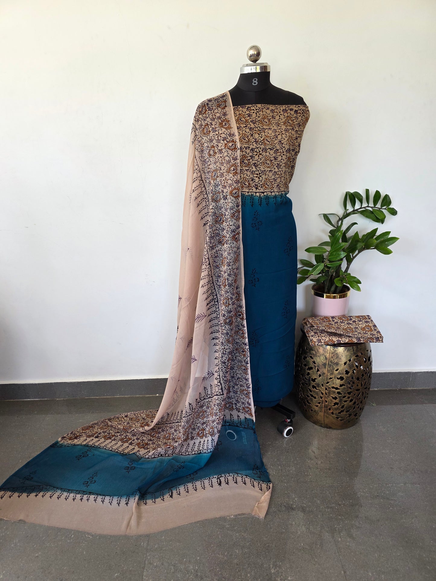 Handblock georgette salwar set - GE172