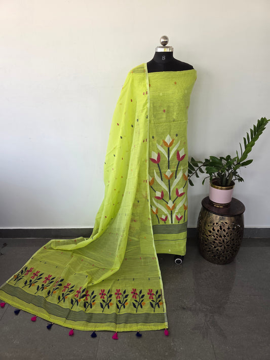 Premium Silk cotton jamdhani set  - AV254