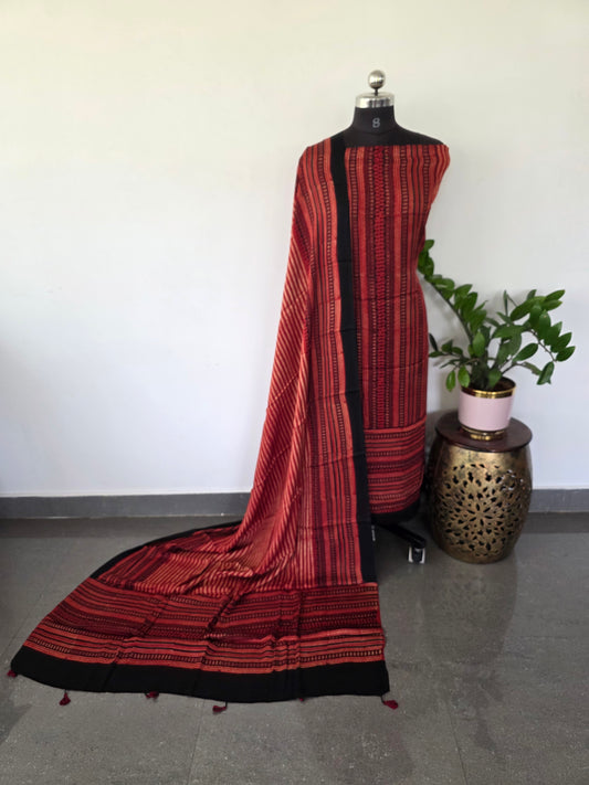 Handcrafted ajrakh modal silk set - HZ66