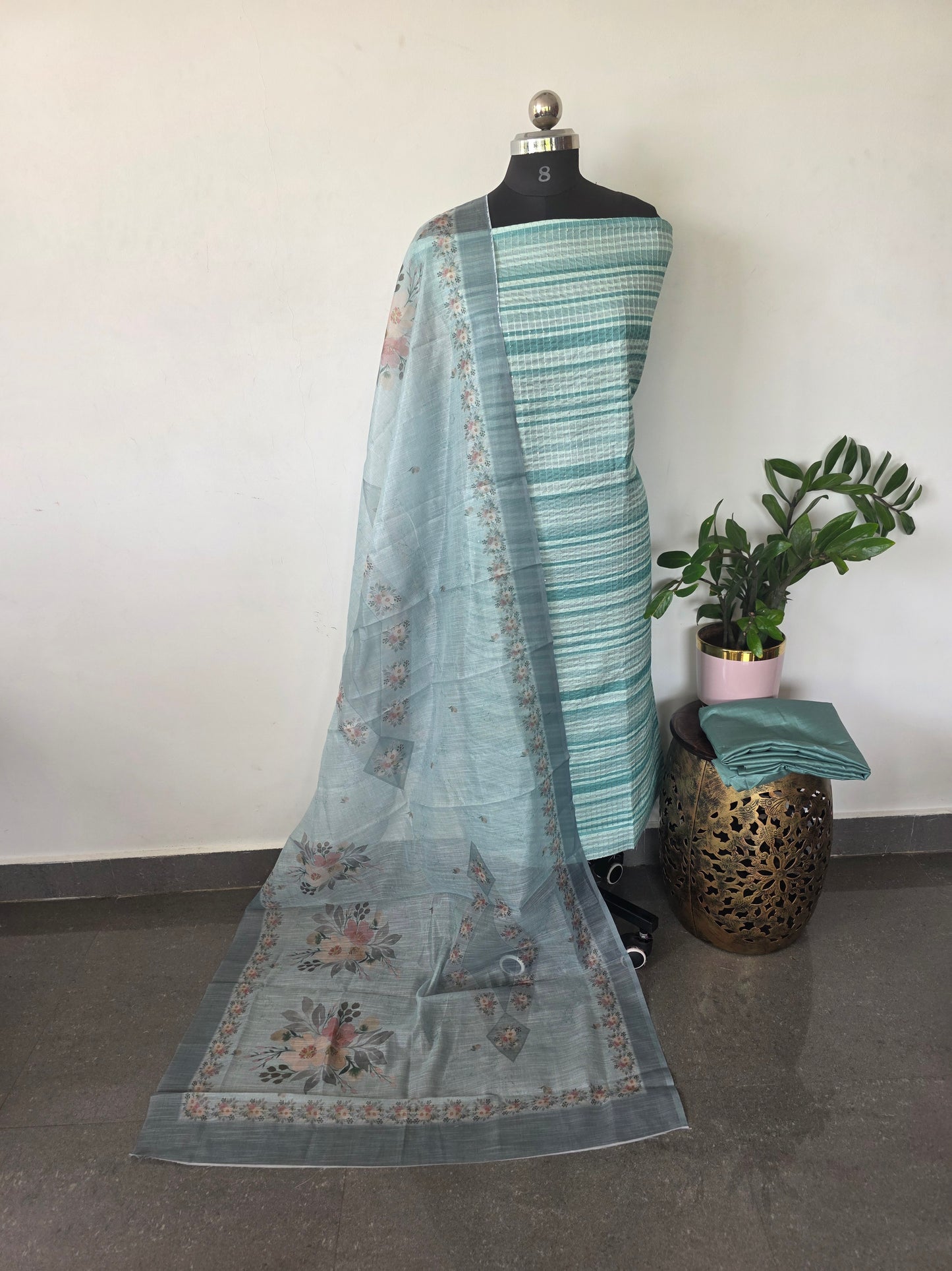 Fancy tussar silk set - CLA449