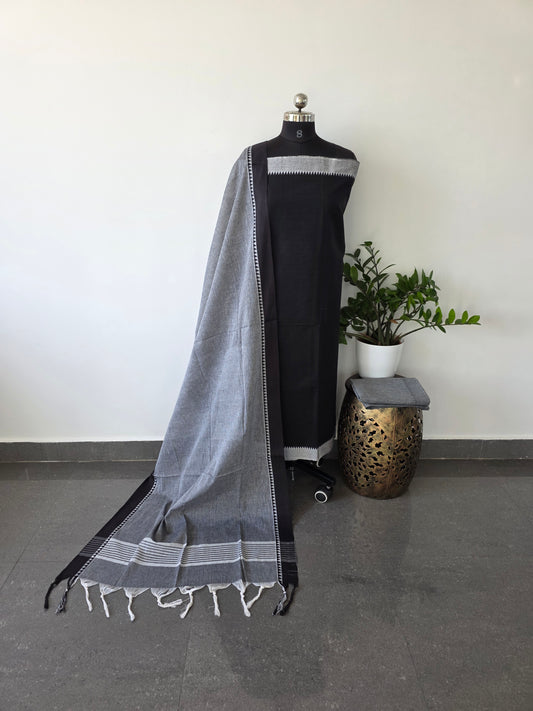 Handloom cotton set with temple border - HT1