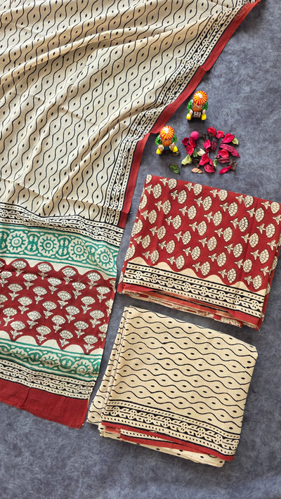 Handblock Jaipuri pure cotton set - JA479