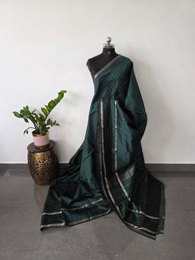 Premium checked semi mangalagiri pattu saree - MAA155