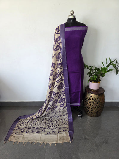Pure chennuri silk top with pure chennuri silk kalamkari mangalagiri border - AK329